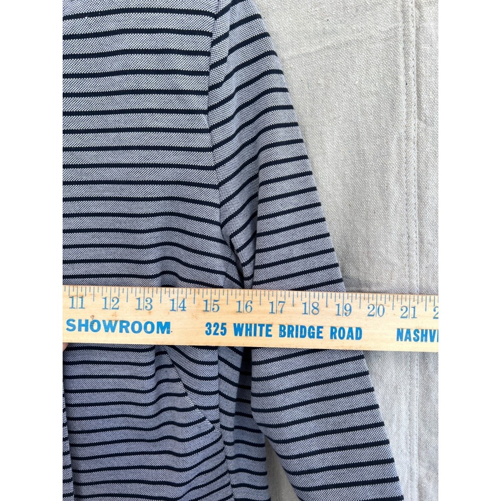 CAbi Women's Dappled Stripe Car Coat Jacket‎ Size Small Cotton Blend Navy Blue - Picture 10 of 12